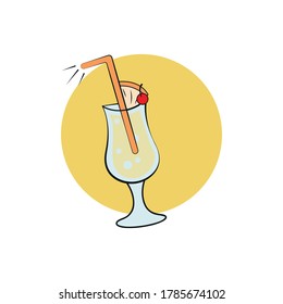 Pina colada cocktail logo icon.vector illustration.