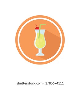 Pina colada cocktail logo icon.vector illustration.