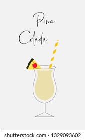 Pina Colada cocktail minimal design