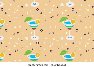 Pina Colada Cocktail Com Natureza suave terráqueo Tema Sem Costura Padrão para projetos de natureza, tecido, cartazes, promoção