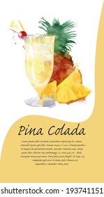 Pina Colada cocktail. vector design background