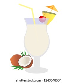 Pina colada cocktail  vector icon