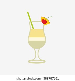pina colada cocktail vector icon 