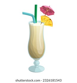 Pina colada cocktail . vector illustration on a white background.