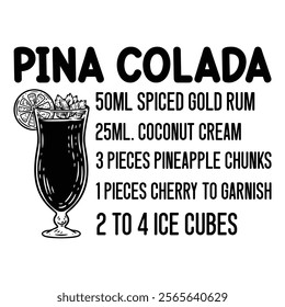 
Pina Colada Cocktails Recipe T shirt