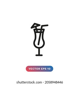 Pina Colada glass icon vector on white background