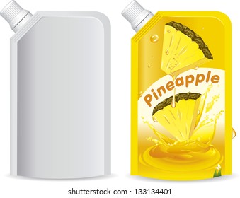 Pinaeapple juice packaging design, vector illustration