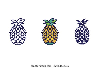Pinaple line and solid illustration icon