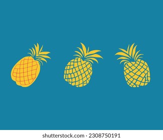 pinapple fruit summer illustration in flat vector design