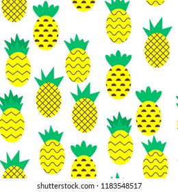 Pinapple Pattern On White Background Vector Illustration Flat Desing