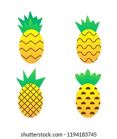 Pinapple set on white background vector illustration flat desing