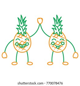 pinapples high five happy fruit kawaii icon image  watermelon happy fruit kawaii icon image