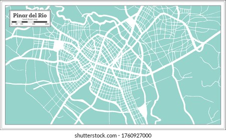 Pinar del Rio Cuba City Map in Retro Style. Outline Map. Vector Illustration.