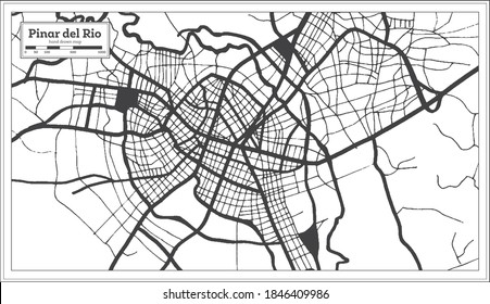 Pinar del Rio Cuba City Map in Black and White Color in Retro Style. Outline Map. Vector Illustration.