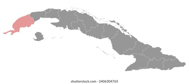 Pinar del Rio province map, administrative division of Cuba. Vector illustration.