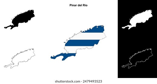 Pinar del Rio province outline map set