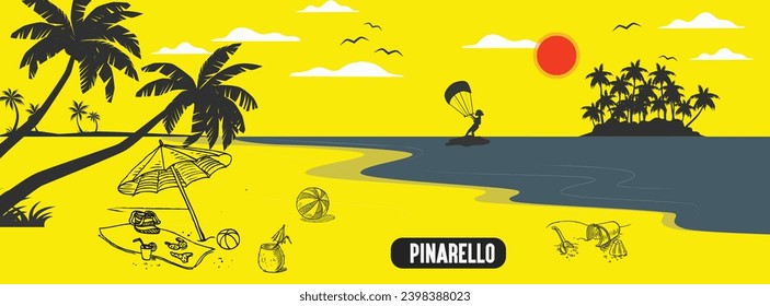 Pinarello, Corsica beach beautiful vector illustration