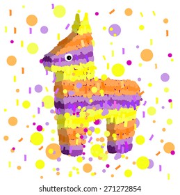 Pinata With Confetti - Illustration