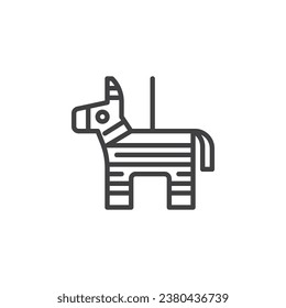 Pinata donkey line icon. linear style sign for mobile concept and web design. Party pinata outline vector icon. Symbol, logo illustration. Vector graphics