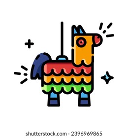 Pinata Donkey toy color icon vector illustration