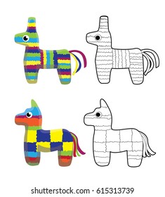 Pinata Horse Colorful Cartoon Vector Illustration