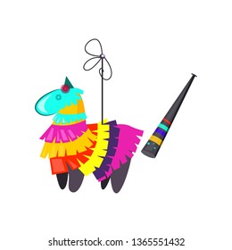 Pinata horse toy illustration. Festival, carnival, national. Mexican party concept. Vector illustration can be used for topics like dancing, tradition, festival