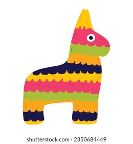 Pinata aislada en un fondo blanco. Pinata en forma de llama. Ilustración vectorial. Estilo plano. Juego de niños mexicanos.