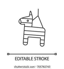 Pinata linear icon. Donkey toy. Thin line illustration. Contour symbol. Vector isolated outline drawing. Editable stroke