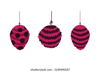 Pinata set in red and black polka dots and stripes