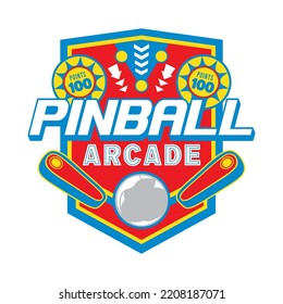 Pinball Game Arcade Vintage Retro Badge Emblem Hipster Logo Vector Icon Illustration