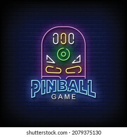 Pinball Game Neon Signs Style Text Vector