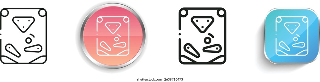 pinball icon. Thin Linear, Regular and Button Style Design Isolated On White Background