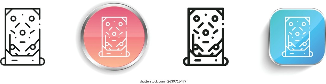 pinball icon. Thin Linear, Regular and Button Style Design Isolated On White Background