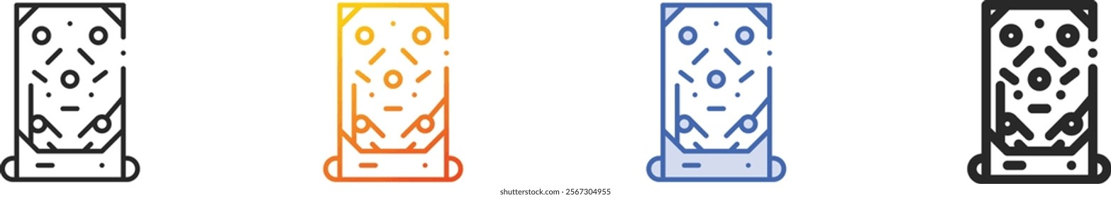 pinball icon.Thin Linear, Gradient, Blue Stroke and bold Style Design Isolated On White Background