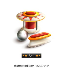 Pinball leisure game machine realistic set isolated on white background vector illustration