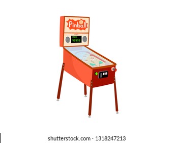 Pinball Machine Isolated On White Background.