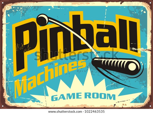 Pinball\
machines game room retro sign advertisement. Leisure flipper games\
vintage poster design. Vector\
illustration.
