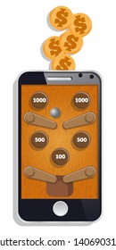 Pinball. Mobile app. Vector illustration. Isolated on white background.