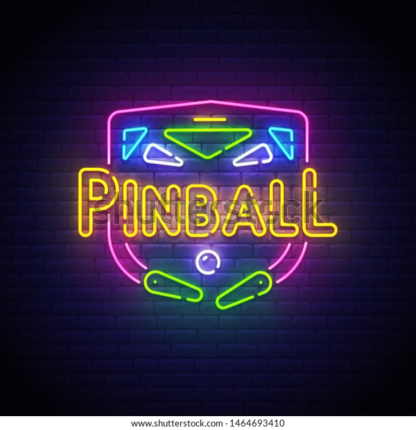 Pinball Neon Sign Bright Signboard Light Stock Vector (Royalty Free ...