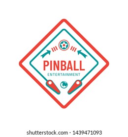 Pinball Vintage Retro Vector Badge Emblem Logo  For Banner, Poster, Flyer, Website, Social Media