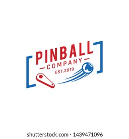 Pinball Vintage Retro Vector Badge Emblem Logo  For Banner, Poster, Flyer, Website, Social Media