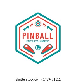 Pinball Vintage Retro Vector Badge Emblem Logo  For Banner, Poster, Flyer, Website, Social Media