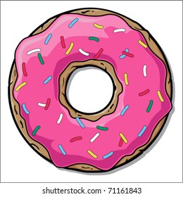 Pinc doughnut. Vector