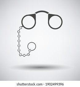 Icono De Pince-Nez. Gris oscuro sobre fondo gris con sombra redonda. Ilustración vectorial.