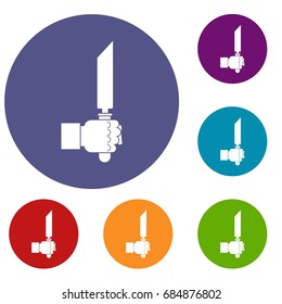 Pincer or plier in man hand icons set