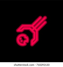 Pincer red glowing neon ui ux icon. Glowing sign logo vector