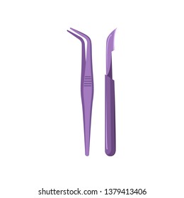 Pincers and scalpel vector illustration. Surgeon, manicure, operation. Medical items concept. Vector illustration can be used for topics like medicine, hospital, procedure