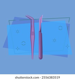 Pincers and scalpel vector illustration. Surgeon, manicure, operation. Medical items concept. Vector illustration can be used for topics like medicine, hospital, procedure