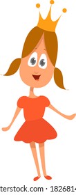 Pincess with crown, illustration, vector on white background