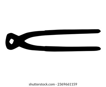 Pinch clamp tool silhouette vector art white background